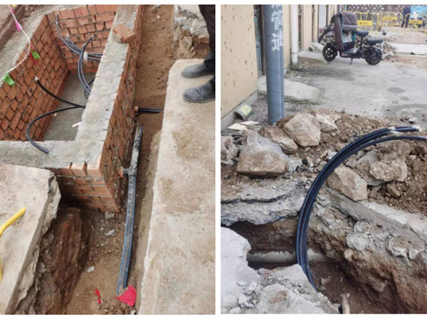 2021年11月濟(jì)南市萊蕪區(qū)老舊小區(qū)給水管道改造施工現(xiàn)場(chǎng)